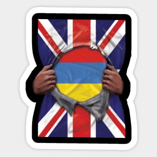 Armenia Flag Great Britain Flag Ripped - Gift for Armenian From Armenia Sticker